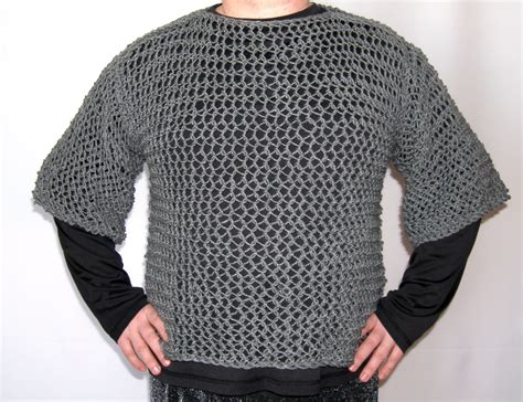 Faux Chain Mail Shirt With Short Sleeves 2 Neckline Options