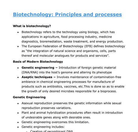 Biotechnology Principles And Processes Notes Noteshunt