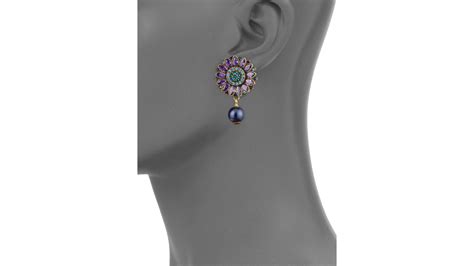 Heidi Daus Purple Passion Flower Beaded Necklace And Earrings Jewelry Set