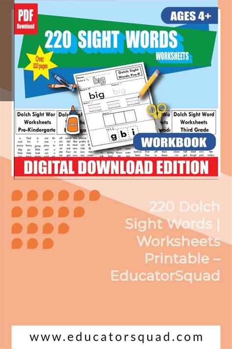 220 Dolch Sight Word Kindergarten 3rd Grade Dolch Sight Word Worksheets