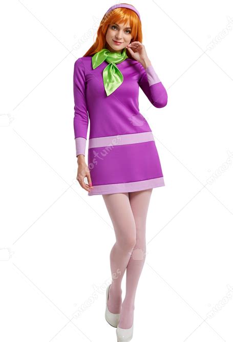 Costume De Daphne Blake Scooby Doo Cosplay Robe Violet Avec Collant Set Complet à Vendre