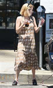Emma Roberts Shows Off Her Slim Frame In Floaty Checkered Dress Out In La Daily Mail Online