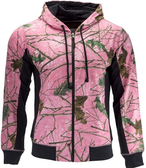 Trailcrest Girls Pink Camo Full Zip Up Hooded Sweatshirt Jacket Large