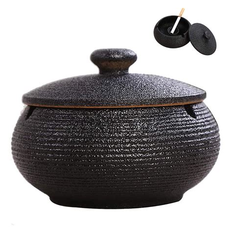 Ceramic Ashtray With Lids Windproof Cigarette Ashtray For Indoor Or Outdoor Useash Holder For