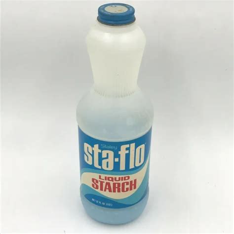 Vintage Staley Sta Flo Liquid Laundry Starch 32 Oz Bottle Metal Cap