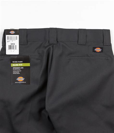 shop dickies 873 slim straight work trousers charcoal grey flatspot