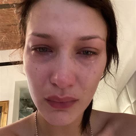 bella hadid shares crying selfies on instagram