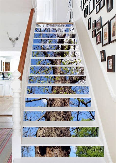 3d Stubborn Tree 905 Stair Risers Aj Wallpaper Stair Risers Stairs