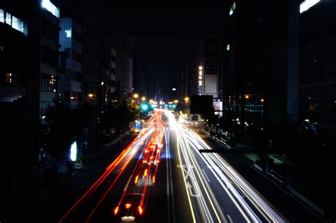 Street Lights Night Tokyo Long Exposure Light Trails Hd Wallpaper