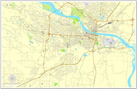 Little Rock Pdf Map Arkansas Us Vector Street City Plan Editable