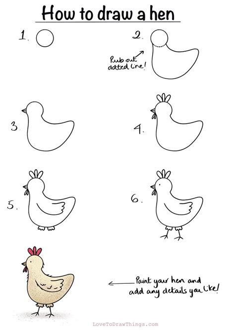 How To Draw A Hen In 6 Steps In 2021 Cute Easy Drawings Easy Doodles