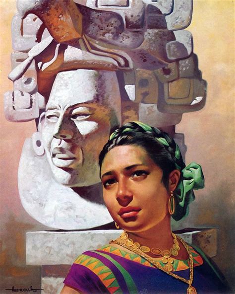 Mexican Calendar Girl Mexican Artists Art Aztec Art