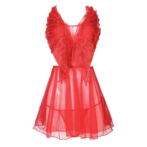 Baronhong Crossdress Mens Sexy Tulle Wings Nightgown Drag Queens Party Costume Red M Amazon