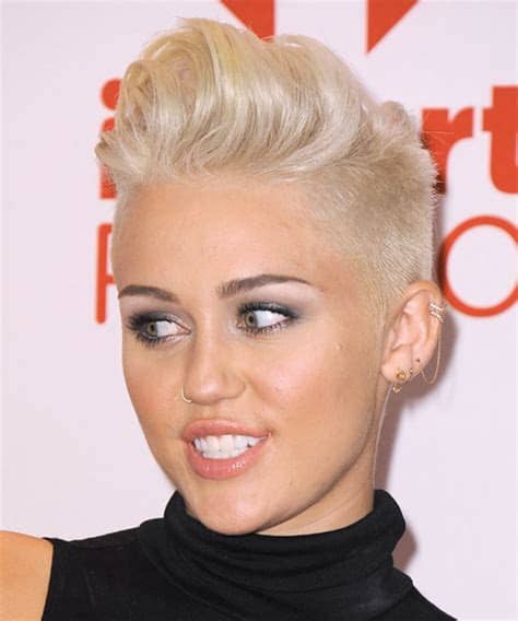 See pictures and shop the latest fashion and style trends of miley cyrus, including miley cyrus wearing long wavy cut, ponytail, long curls and more. Miley Cyrus Short Straight Light Platinum Blonde Hairstyle