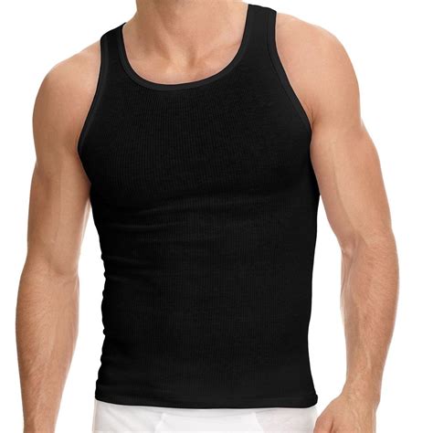Value Packs Of Mens Black And White Ribbed 100 Cotton Tank Top A Shirts