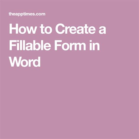 How To Create A Fillable Form In Word Computer Skills Hacking Computer