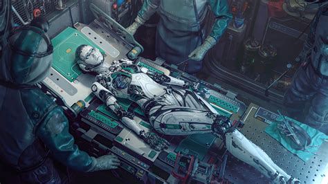 Female Robot On The Operating Table