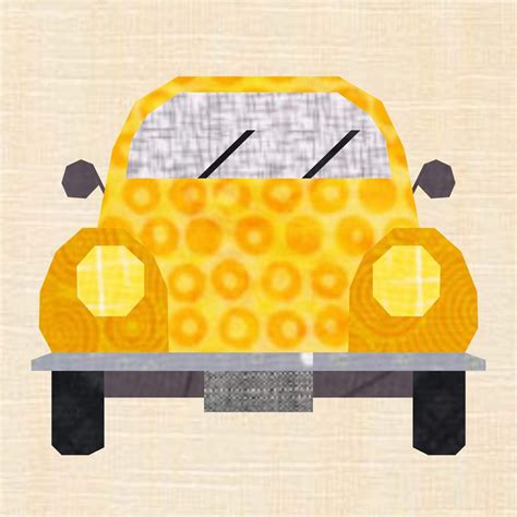 vw love bug foundation paper piecing pattern fpp pattern quilt block 3 sizes instant