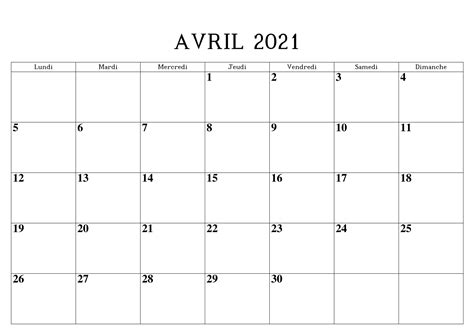 Calendrier Avril 2021 Excel The Imprimer Calendrier