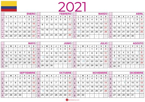Calendario junio 2021 en microsoft excel xlsx. Calendario Colombia 2021 Con Días Festivos 🇨🇴
