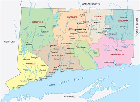 Connecticut Counties Map Mappr