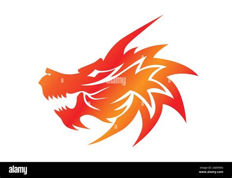 Angry Fire Dragon Tattoo Vector Isolated Mythical Creature Stock