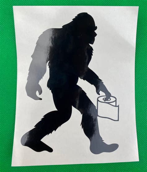 Bigfoot Sasquatch Carrying Toilet Paper Black Vinyl Decal Etsy