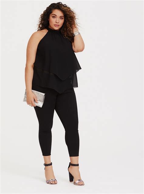 Black Layered Chiffon Tank In 2020 Plus Size Going Out Outfits