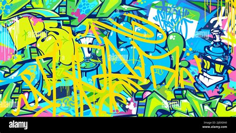 Hiphop Abstract Urban Street Art Graffiti Style Vector Illustration