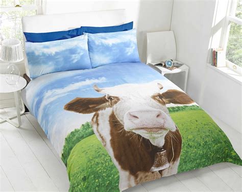 The sweet jojo designs cowgirl collection features a western themed print and offers this coordinating cow print sheet set. Daisy Cow Bedding Photo Print Novelty Duvet Cover Bright ...