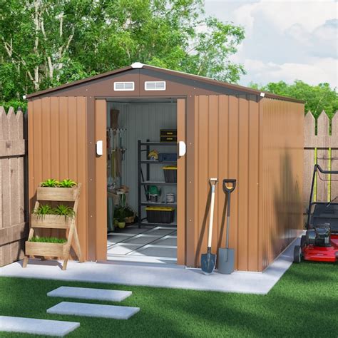 Jaxpety 10 Ft X 9 Ft Galvanized Steel Storage Shed In The Metal Storage