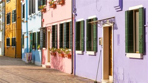 Multi Colored Houses Burano Island Venice Stock Photo Image Of Italy