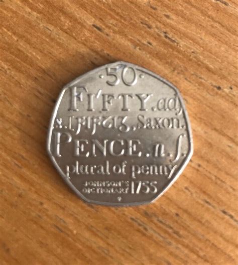 50p 1755 Saxon Johnsons Dictionary Plus Two Other Coins For Sale