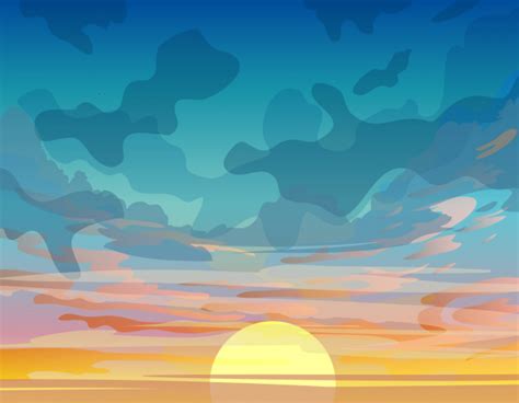 Sunset Sky Painting Colorful Classical Design Vector Abstract Free