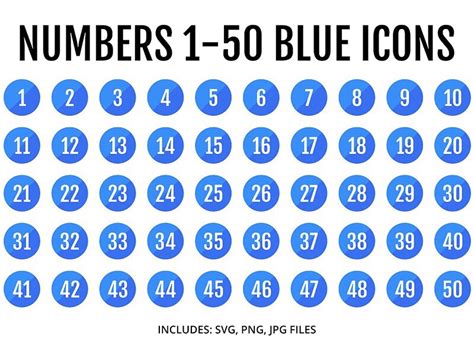 Numbers 1 50 Blue Round Flat Icons Ui Design Motion Design And 2d Art