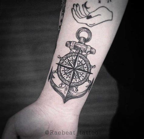 113 compass tattoo designs that will help you guide your way to the next tattoo appointment and maybe even guide you through life. Anchor compass tattoo on the wrist - Tattoogrid.net