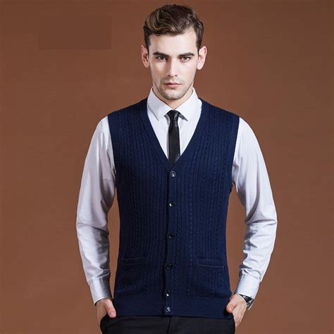 Man Cardigan Mens Youth Casual Computer Knitted V Neck Vest Sleeveless