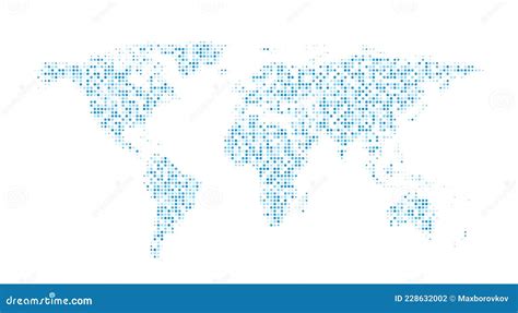 Abstract Blue Halftone Dotted World Map Stock Vector Illustration Of