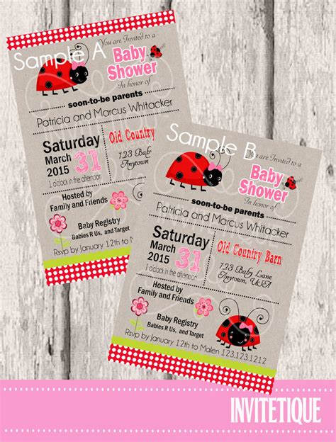 Ladybug Birthday Invitation Baby Shower Party Invitation Birthday