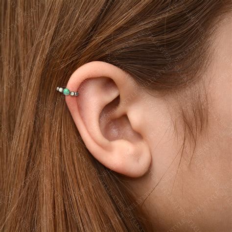 Tragus Hoop Surgical Steel Opal Helix Earring Cartilage Etsy