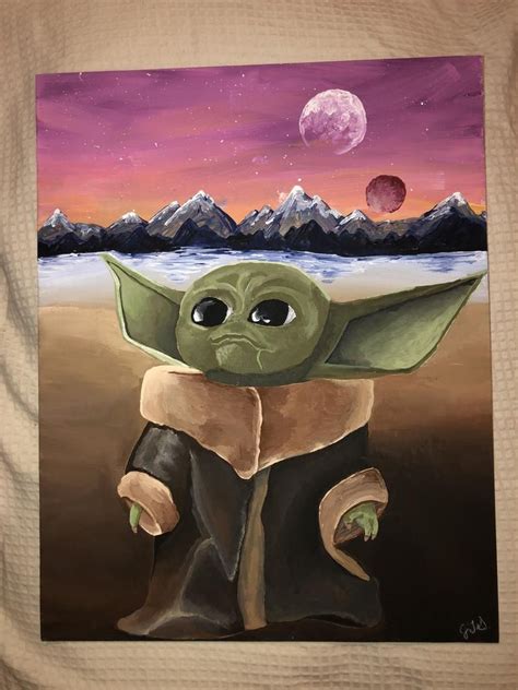 Baby Yoda Acrylic Painting Tutorial Babbiester