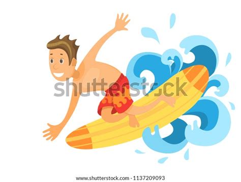 Surfer Guy Riding Wave Vector Illustration Stock Vector Royalty Free 1137209093 Shutterstock