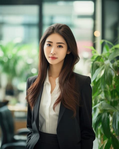 Premium Ai Image Vertical Close Up Of A Japanese Businesswoman With