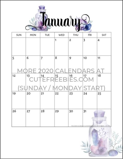 Free Printable 2023 Calendar Pdf Crystal Gems Cute Freebies For You