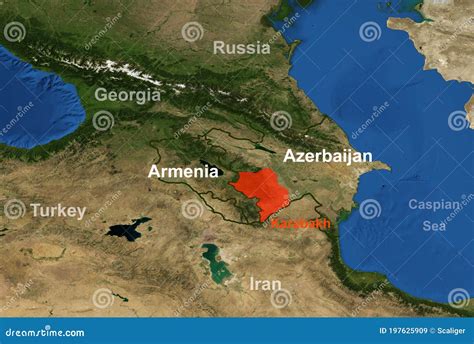 Armenia Azerbaijan Conflict In Nagorno Karabakh On Geographic Map
