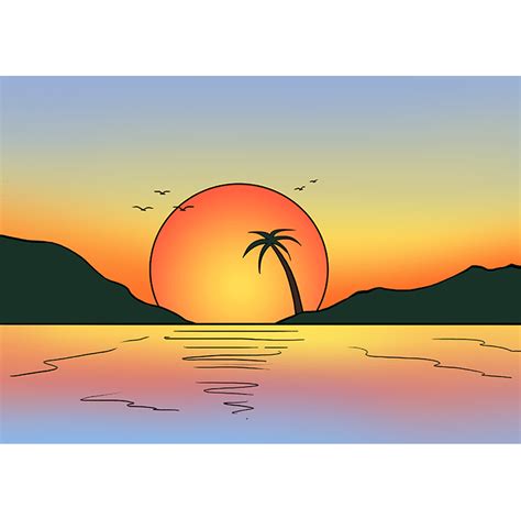 How To Draw A Sunset Really Easy Drawing Tutorial Easy