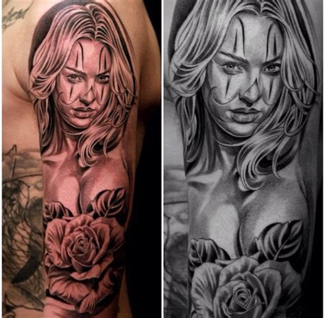 Beautiful Girl Clown With Roses Tattoo Tattoomagz › Tattoo Designs Ink Works Body Arts