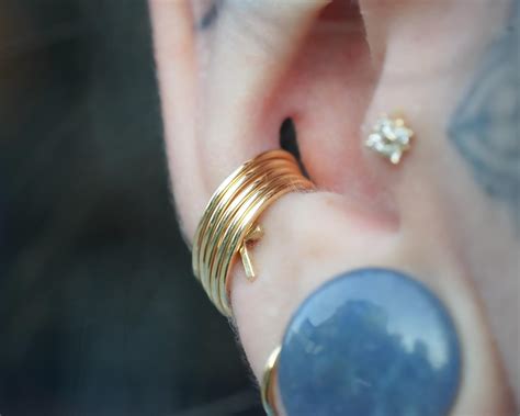 My Many Months Healed Coin Slot In My Conch That Finally Got Some Rings Rpiercing