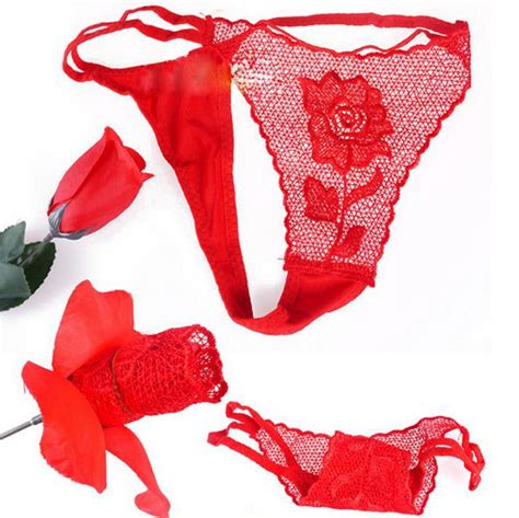 BK Valentine Rose Thongs Gift For Wife Sexy Red Flower Lace T Back G