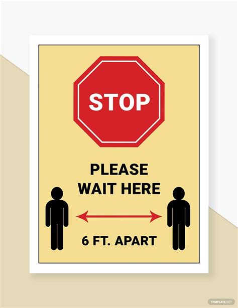Stop Please Wait Here Sign Template In Psd Illustrator Download
